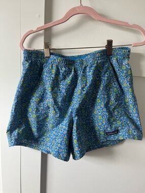 Patagonia Blue Floral Elastic-Waist Women's Shorts (Baggies)